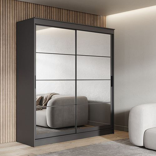 Шкаф-купе ГРАНД 1 2,0 Графит/Зеркало/Зеркало