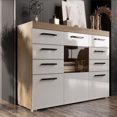 Комод Бастон Дуб Вотан/Белый гладкий