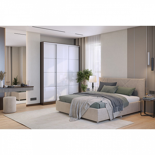 Кровать Бест 160х200 капучино (велюр)