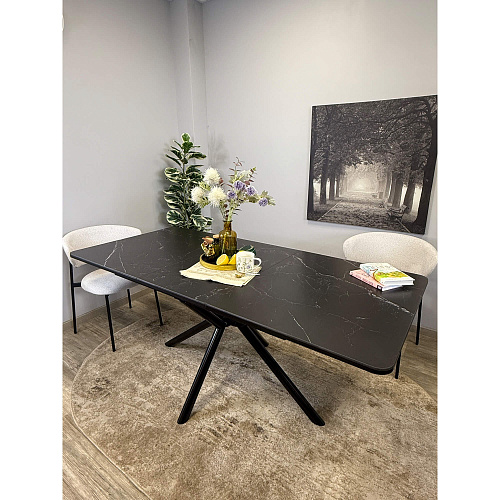 Стол обеденный Kenner DM1400 черный/керамика мрамор черный