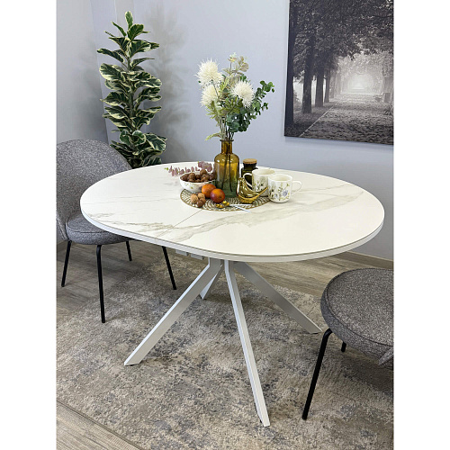 Стол обеденный Kenner DO1200 белый/керамика мрамор белый