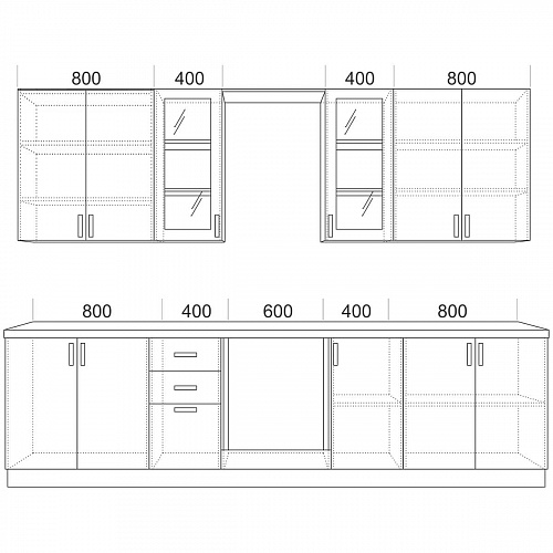 Кухня Массив 3000 витраж