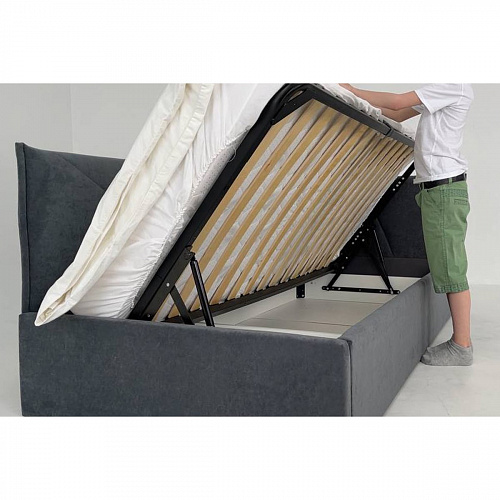 Кровать с подъемным механизмом Бест (Тахта) 90х200 графит (велюр)