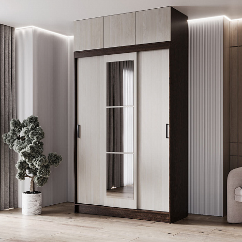 Шкаф-купе БРУНО 6 с антресолью Венге/Лоредо