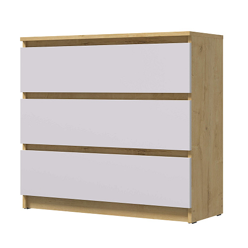 Комод ВЕГА 3Я Дуб Вотан/Белый гладкий