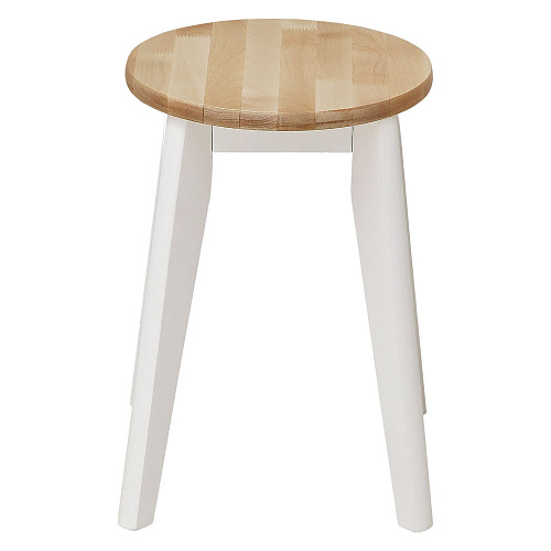 Табурет Круглый ИДЕЯ массив Бесцветный (Лак)/СНЕГ