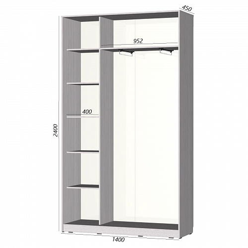 Шкаф-купе Старт 2-дверный без зеркала 1400 (высота 2400, глубина 450)