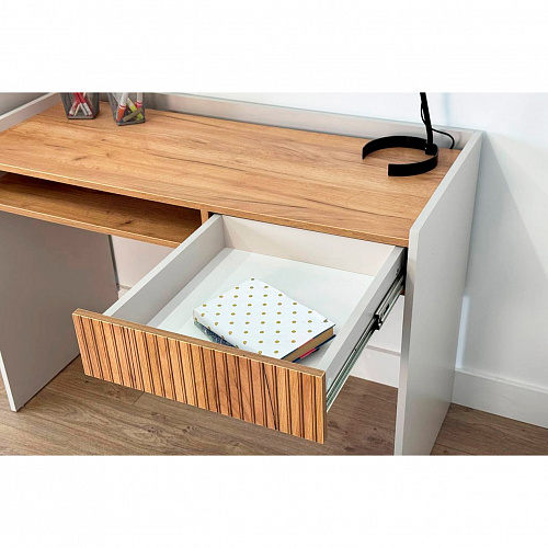 Стол письменный Доминика 2 кашемир/дуб крафт золотой