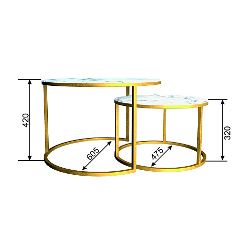 Стол журнальный лофт DQ №2 Duae Белый мрамор/золотой