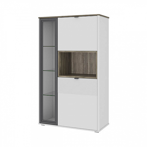 Шкаф с витриной SIMPLE 1V2DN Белый/Монте/Джелато