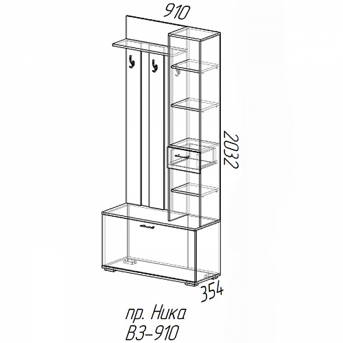 Прихожая Ника Вз910 Ясень шимо