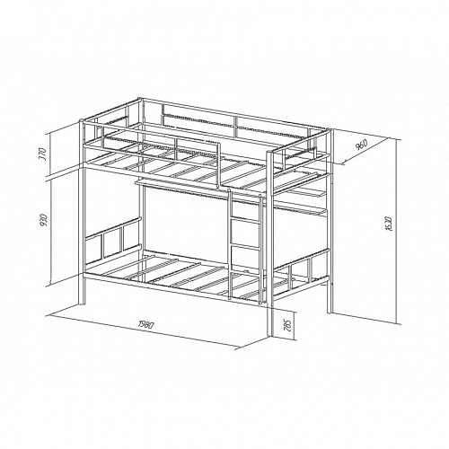 Двухъярусная кровать металлокаркас Севилья 2ПЯ