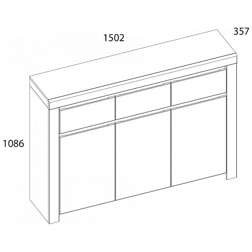Тумба TAURUS 3D3S белый\дуб вотан