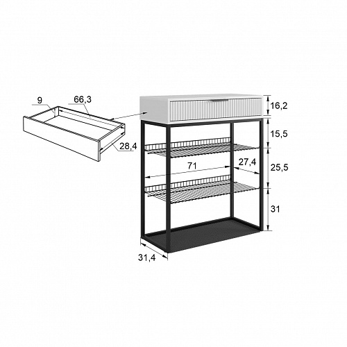 Прихожая К1 дуб крафт золотой/черный муар