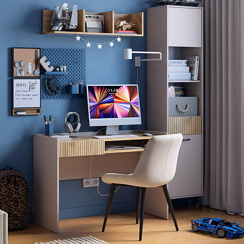 Стол письменный Доминика 2 кашемир/дуб крафт золотой