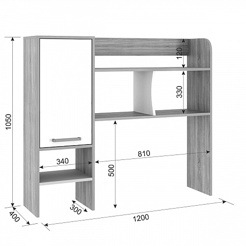 Стол компьютерный Лайт К1 дуб сонома/белый