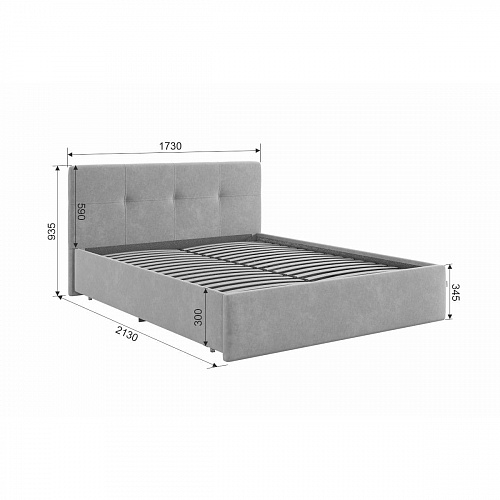 Кровать Веста 160х200 графит (велюр)