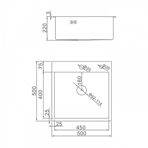 Мойка врезная нерж. 50х50 AFLORN 3,0 Сатин