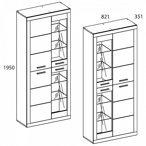 Шкаф-витрина 2V2D OSKAR дуб Санремо