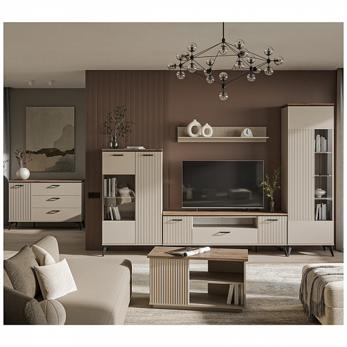 Шкаф с витриной VINATI 1V1D P ПЕРСИДСКИЙ ЖЕМЧУГ/АМАРОК