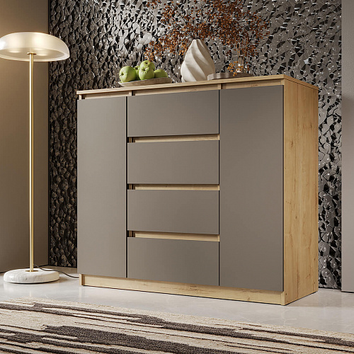 Комод ВЕГА Люкс 2Д-4Я Дуб Вотан/Мокко