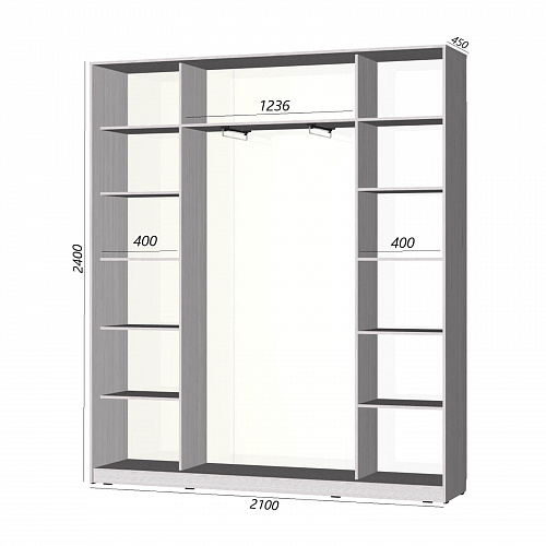 Шкаф-купе Старт 3-дверный без зеркала со вставками 2100 (высота 2400, глубина 450)