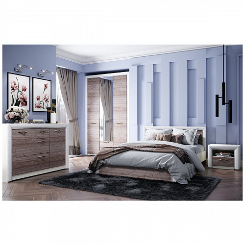 Кровать OLIVIA 180 Вудлайн крем/дуб анкона