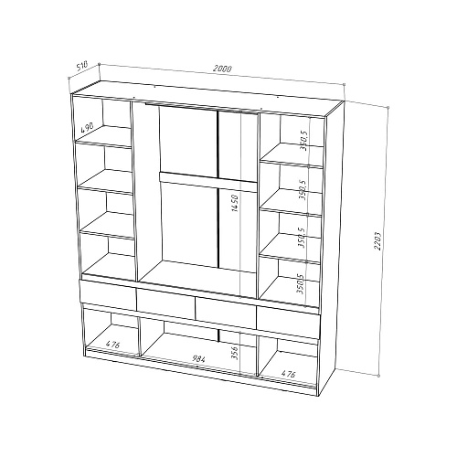Шкаф НК PIANO 4-х створчатый Кашемир/Каштан