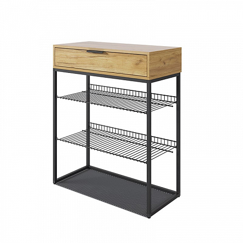 Обувница Краш черный муар/дуб крафт золотой